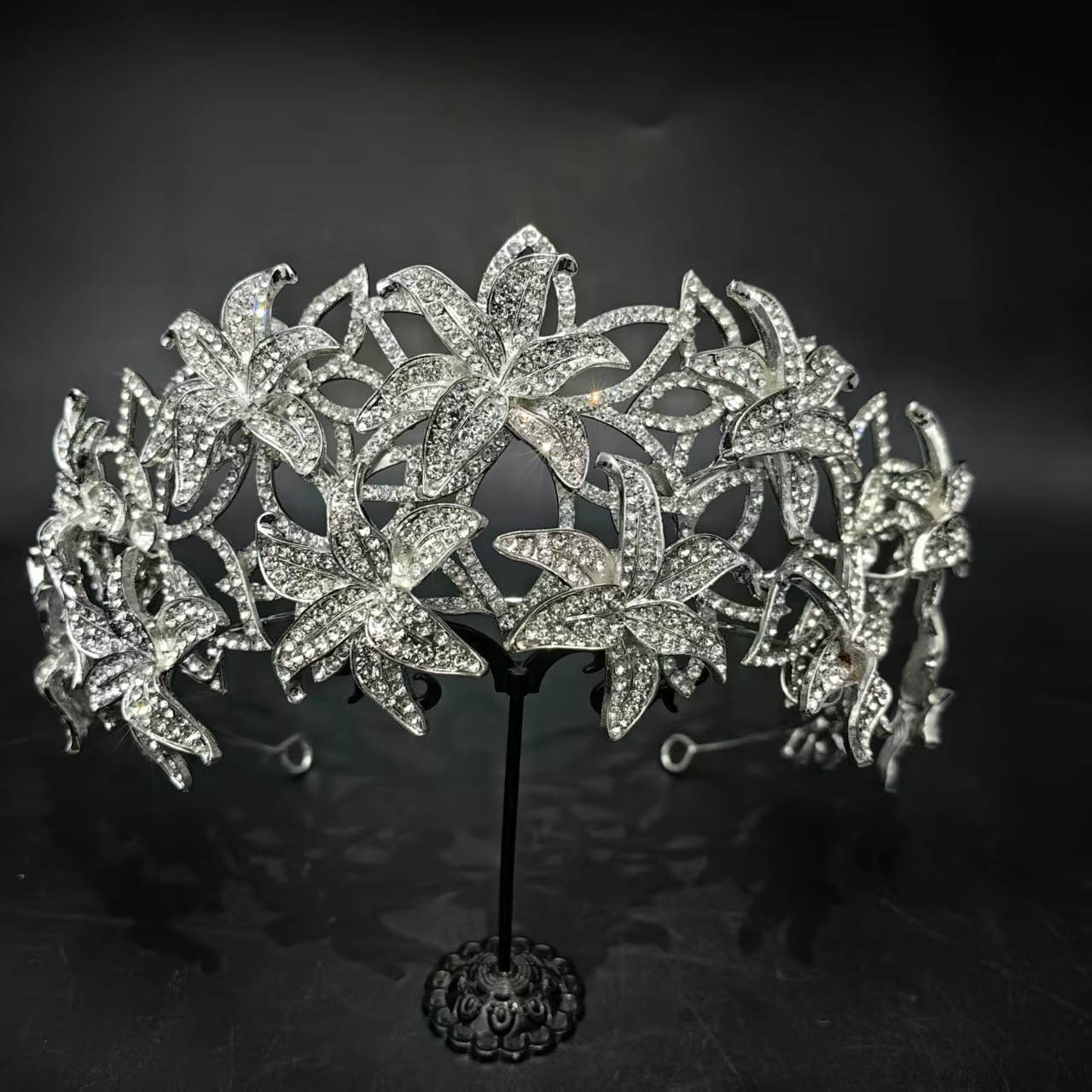 合金仿水晶婚庆饰品 喜看优选01069新娘皇冠重工立体百搭花朵头饰