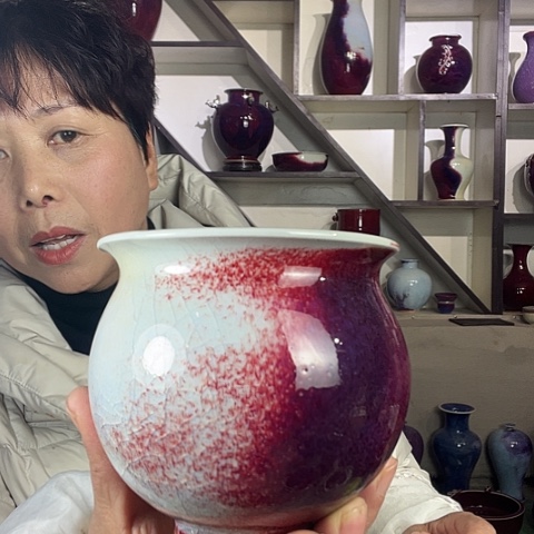 瓷片钧瓷手工艺品杯子