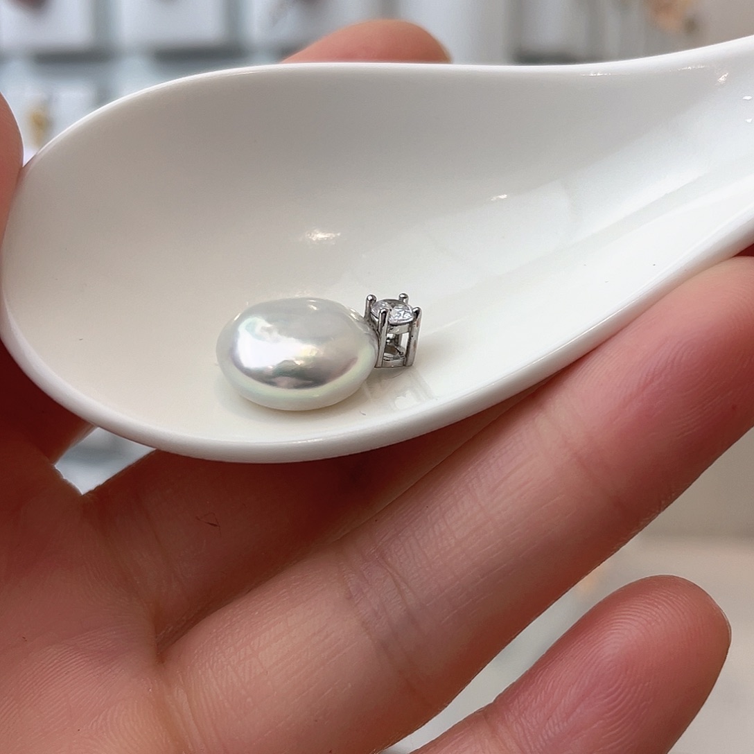 淡水珍珠天然珍珠巴洛克银S925镶嵌