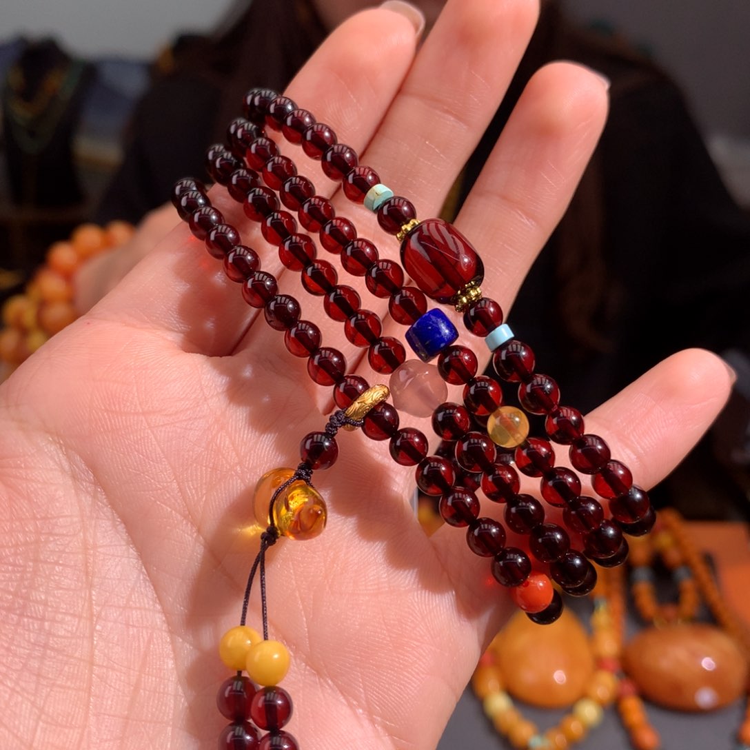 血珀手串未镶嵌天然