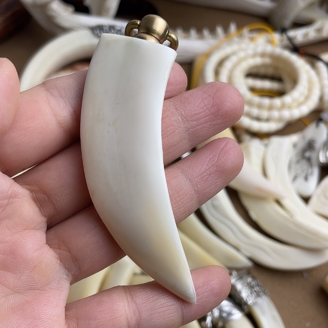 把件猪牙猪牙獠牙手把件实心牙