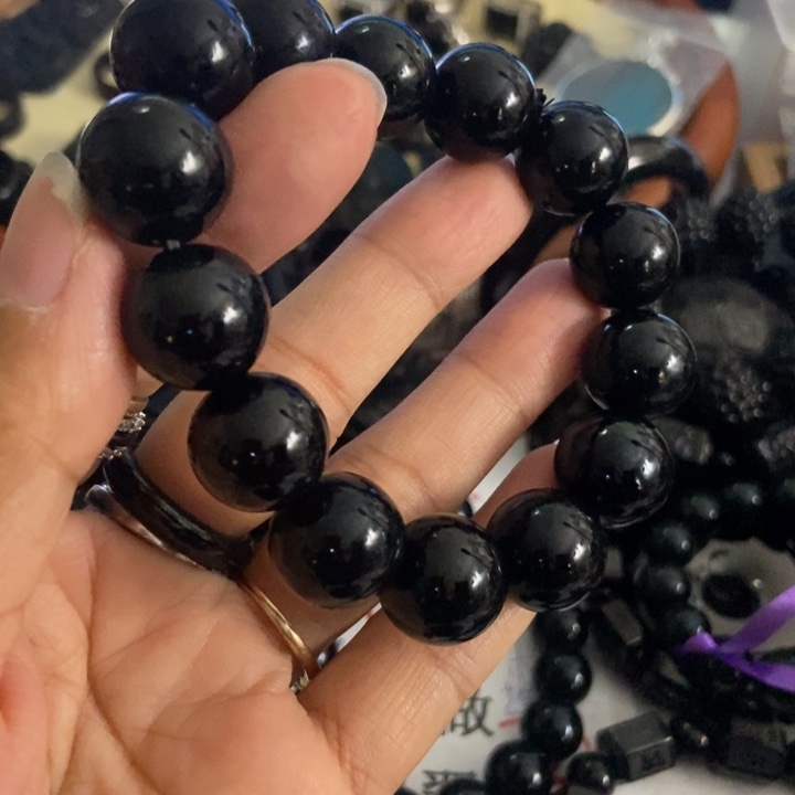 翡翠未镶嵌手链墨翠15.16