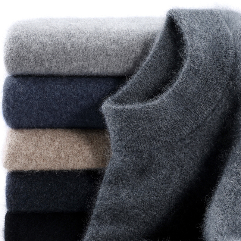 孤品100绵羊毛羊毛衫亲肤内搭打底衫毛衣秋冬休闲爸爸装保暖毛衣