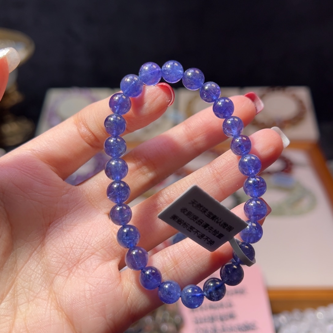 坦桑石手串未镶嵌7m天花板冰种坦桑石