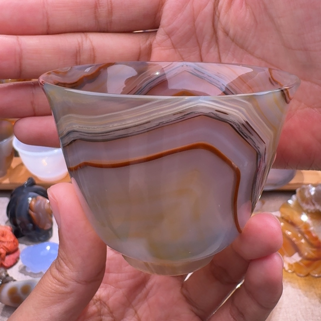 玛瑙/玉髓玛瑙茶杯未镶嵌天**翔