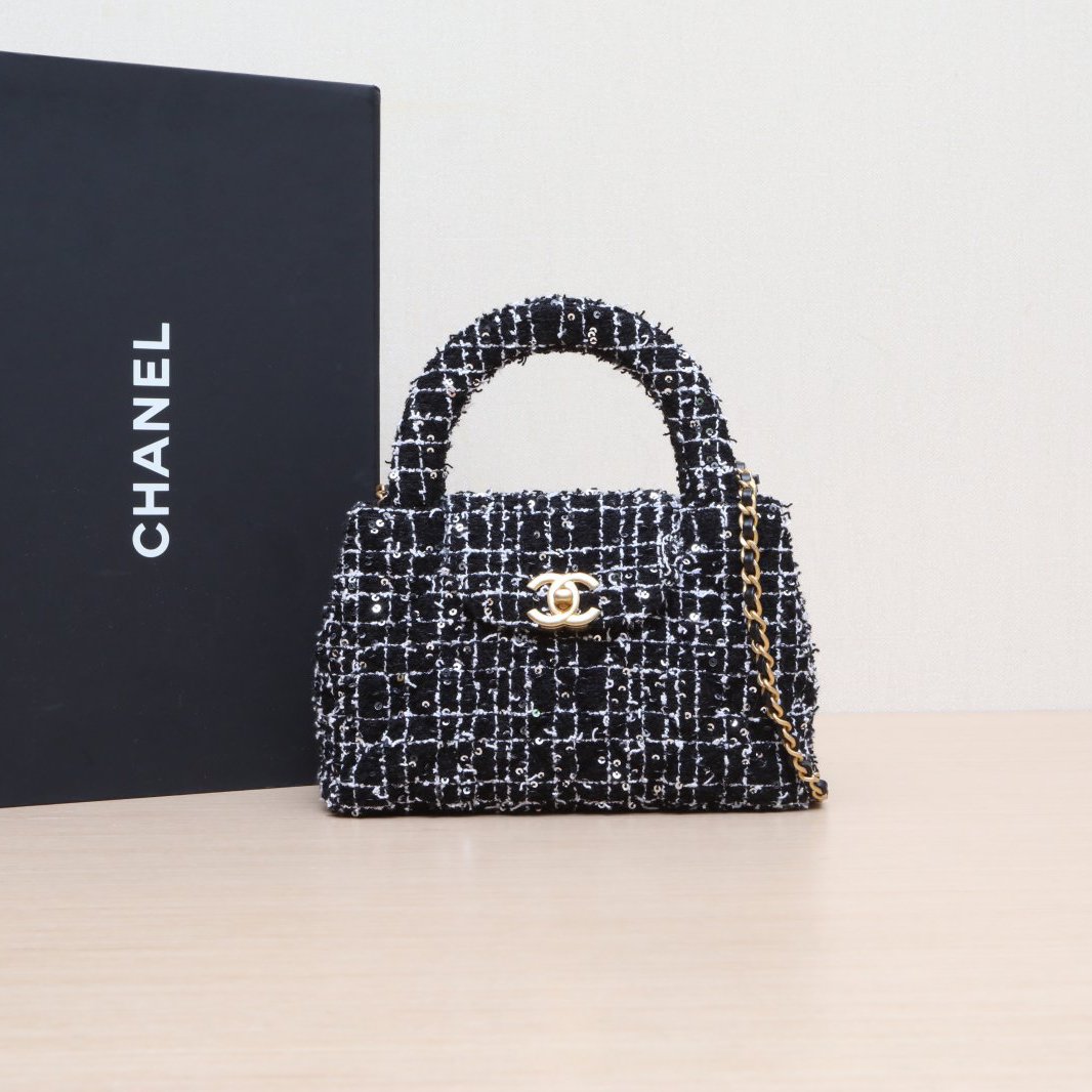 99新 Chanel/香奈儿 小花佳珊 844283 24P Kelly链条手柄 手提包