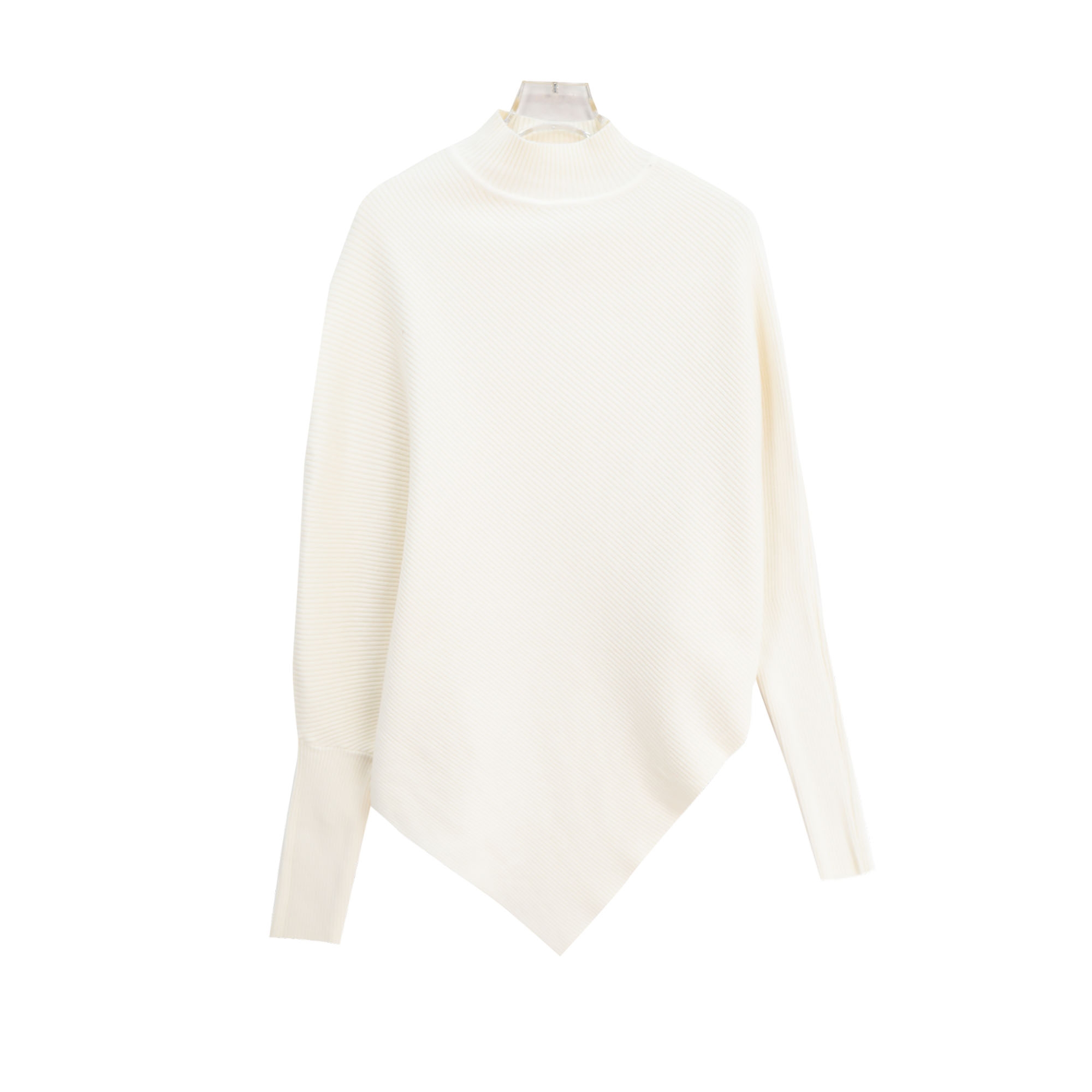 法式不规则下摆小众套头高领斗篷毛衣X27684