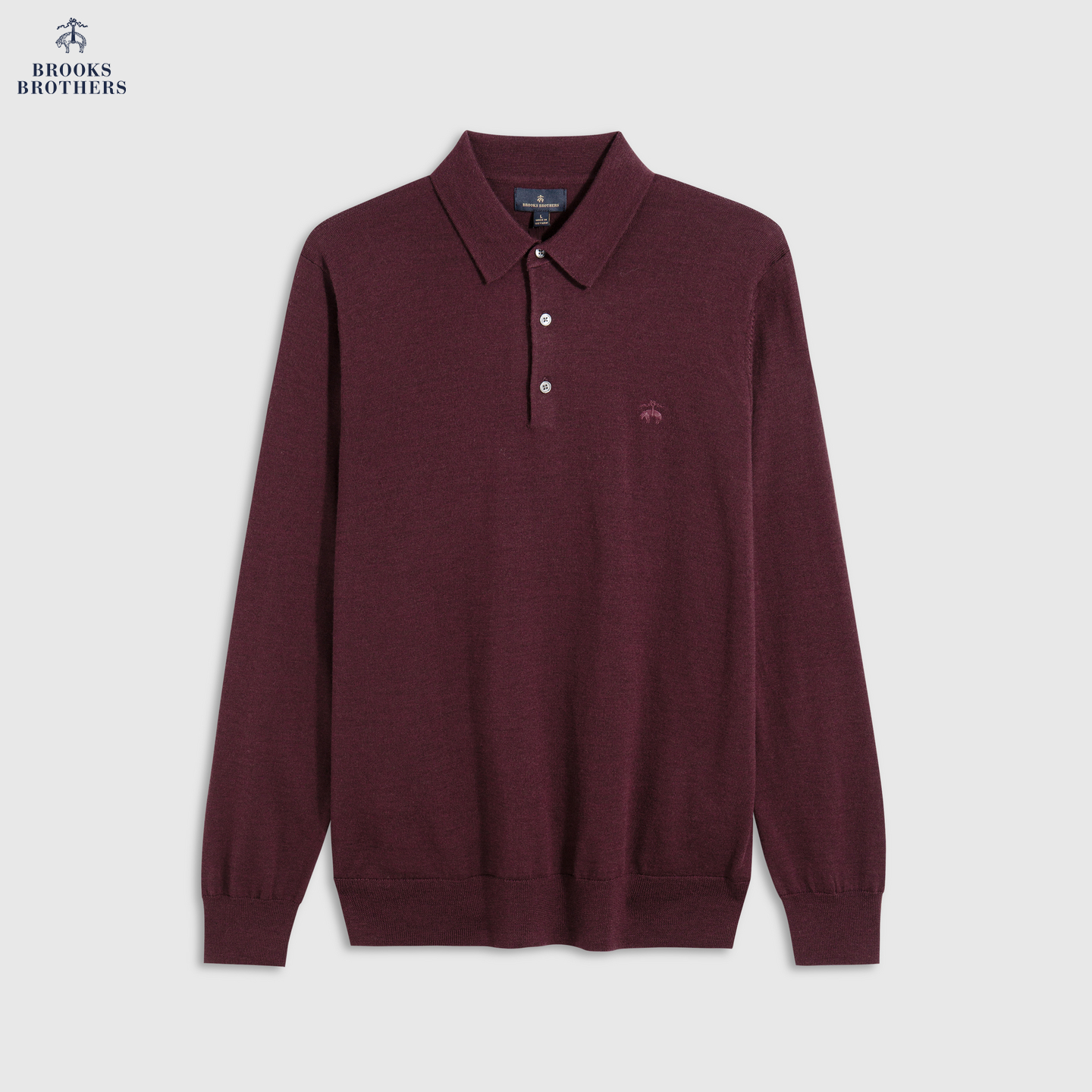 Brooks Brothers/布克兄弟男士25早秋新品美利奴羊毛长袖polo衫