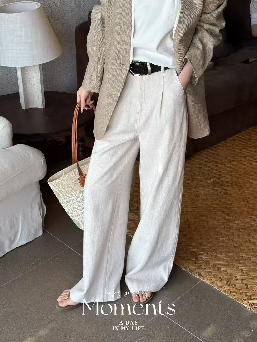 深圳南油特特特棉麻长裤薄款休闲裤西装百搭阔腿裤气质老钱风直筒