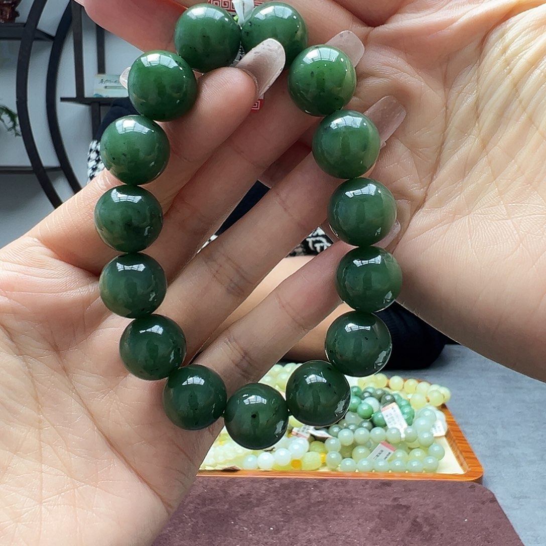 和田玉未镶嵌手链15碧玉