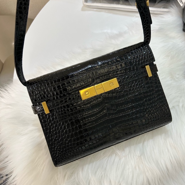 99新 YSL/圣罗兰 YSL 小号黑金鄂压曼哈顿包 US9059831