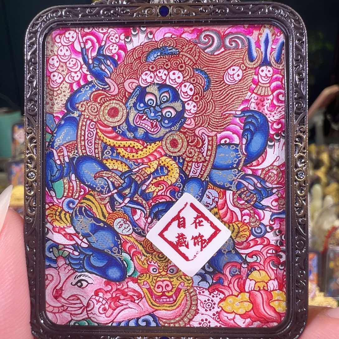 吊坠大黑天热贡唐卡纯手绘