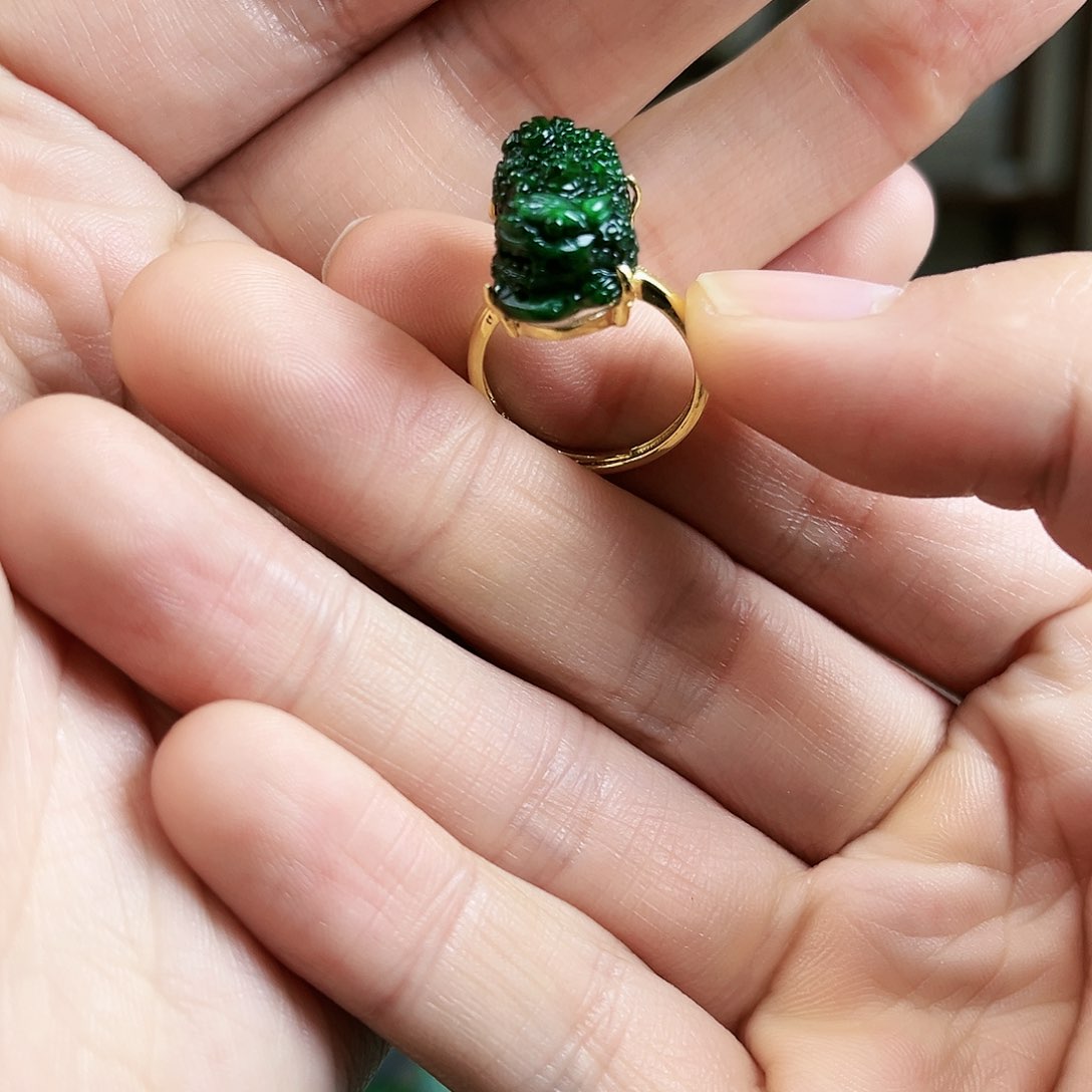 翡翠戒指银S925镶嵌戒指