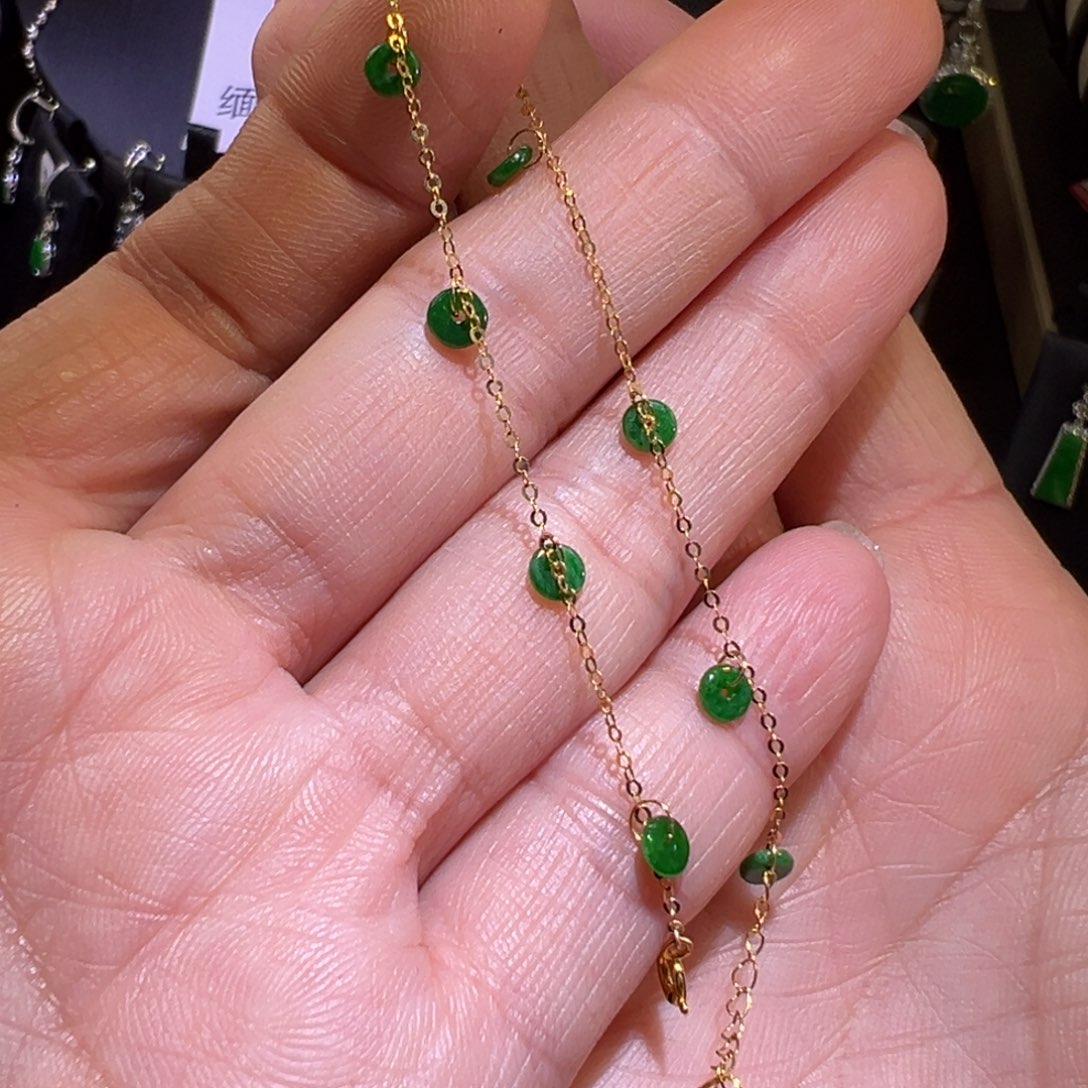 翡翠颈饰18K金镶嵌手链