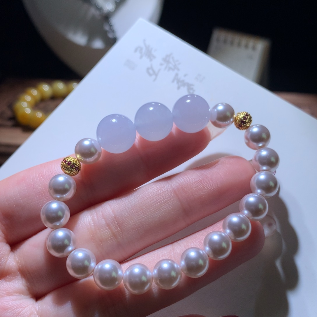 翡翠手链未镶嵌粉紫