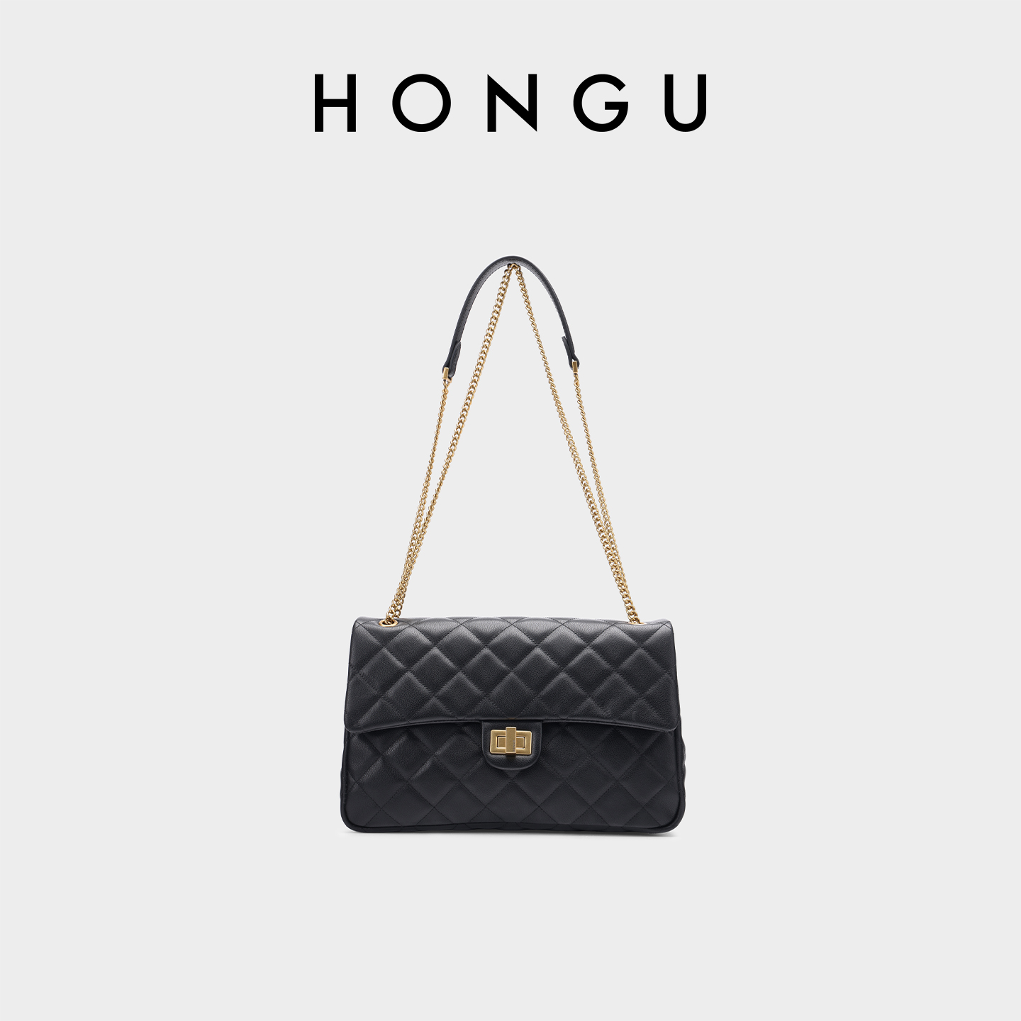 红谷女包2026新款经典菱格链条包时尚百搭牛皮通勤单肩包H5157266