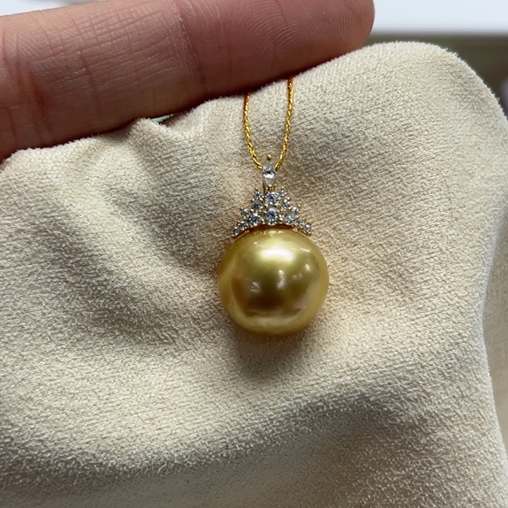 银S925镶嵌吊坠(不含链)海水珍珠12-13m 69号