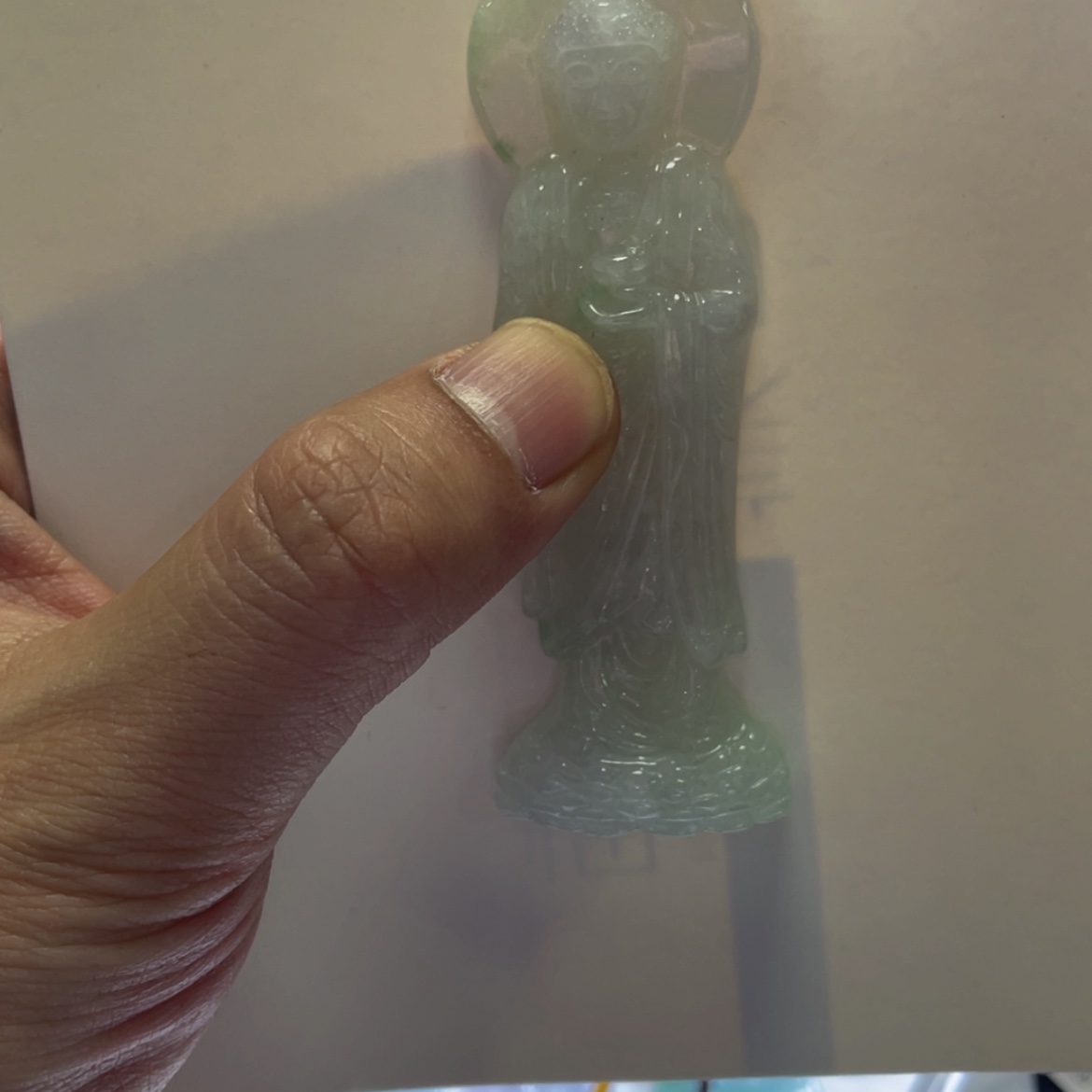 【闪购商品】翡翠颈饰未镶嵌糯冰翡翠飘绿观音