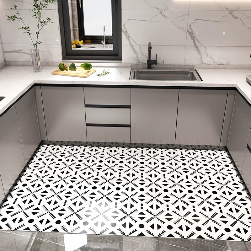 墨以【简欧几何】皮革厨房专用防水防污防滑可擦洗满铺满铺地垫