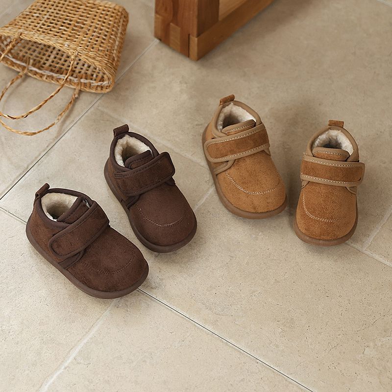 大棉加厚儿童冬季棉鞋韩版纯色学生女童加绒2025新款保暖男童宝宝