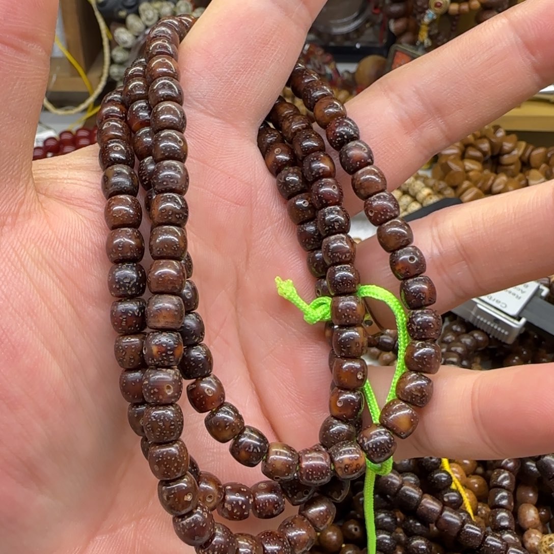 乄***夵吊坠星月菩提7*6鼓珠黑金玉化