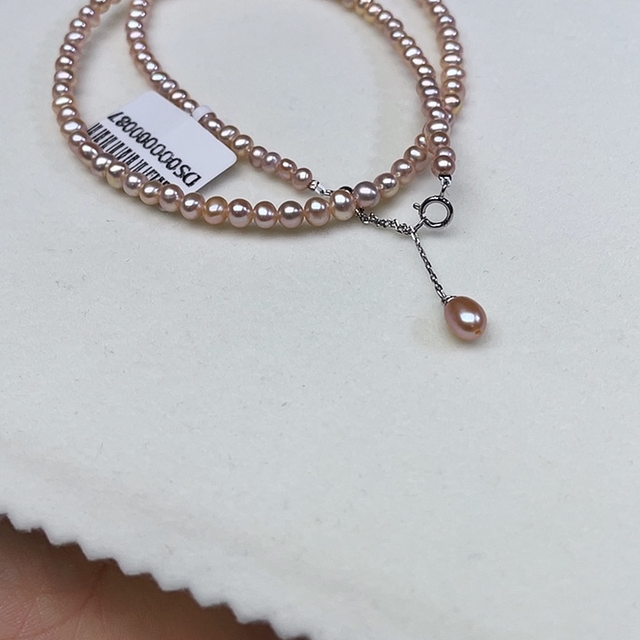 银S925镶嵌淡水珍珠颈饰卡3到4极光中国红