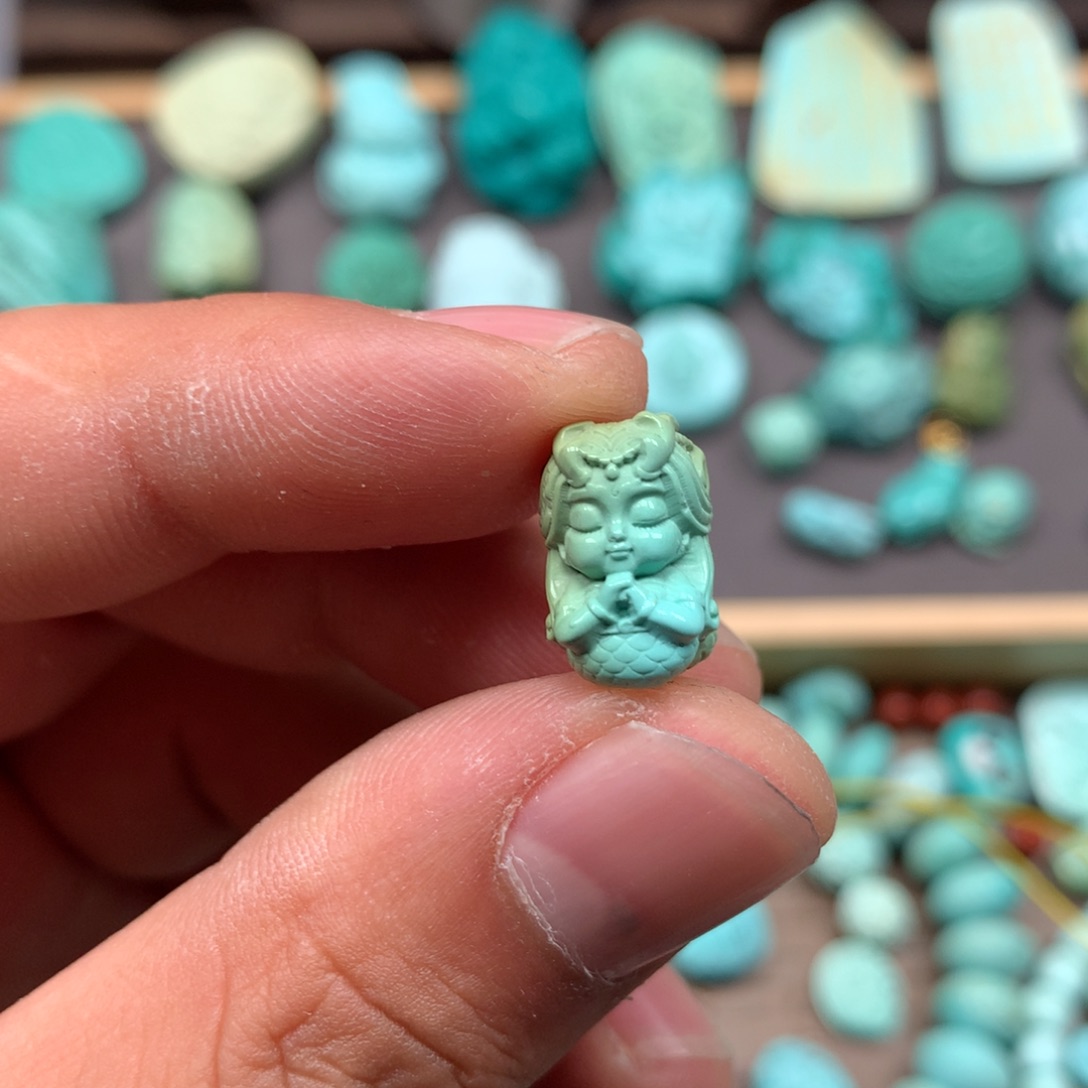 绿松石雕刻未镶嵌后***丶