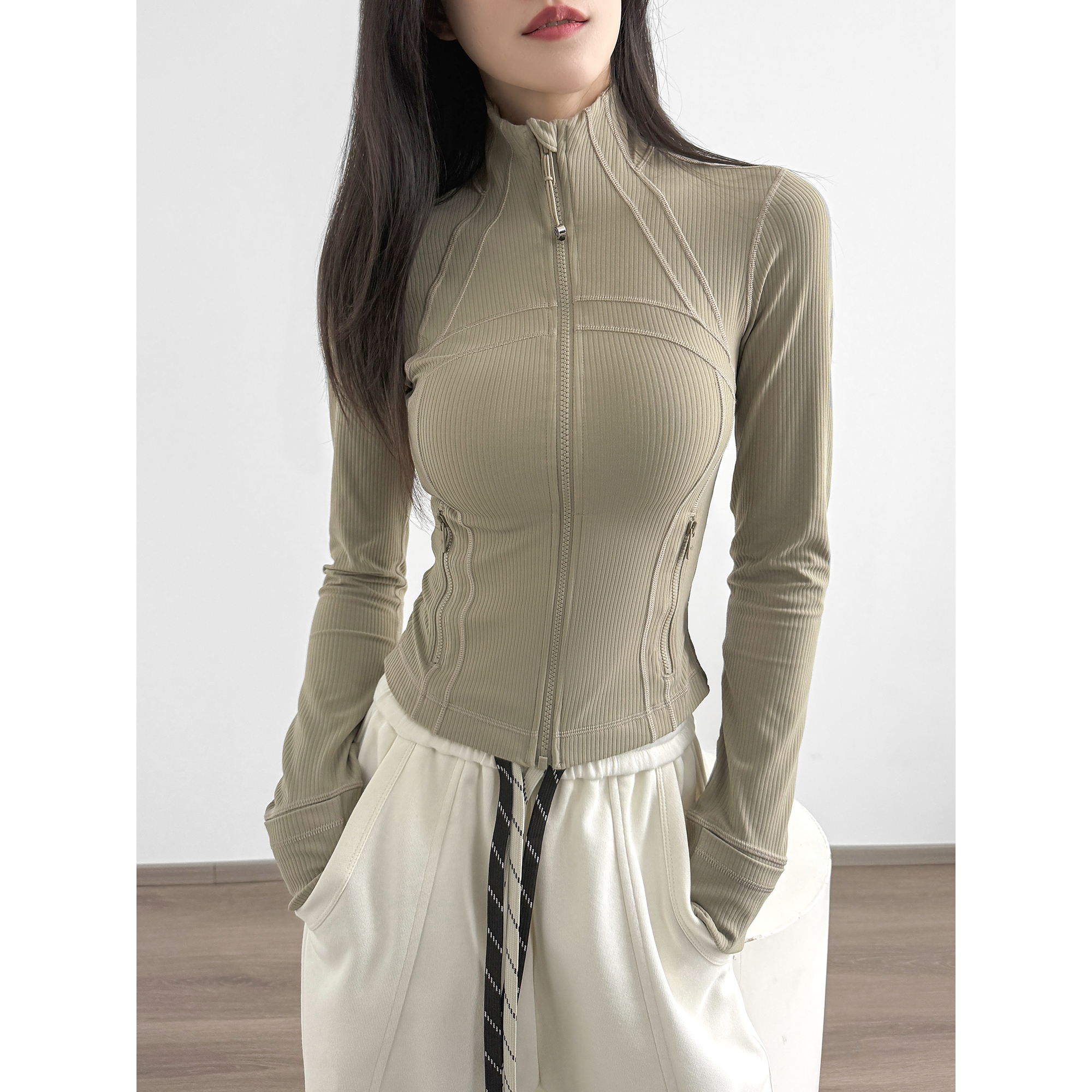 动感少女 立领短款外套女运动瑜伽服夹克上衣修身显瘦