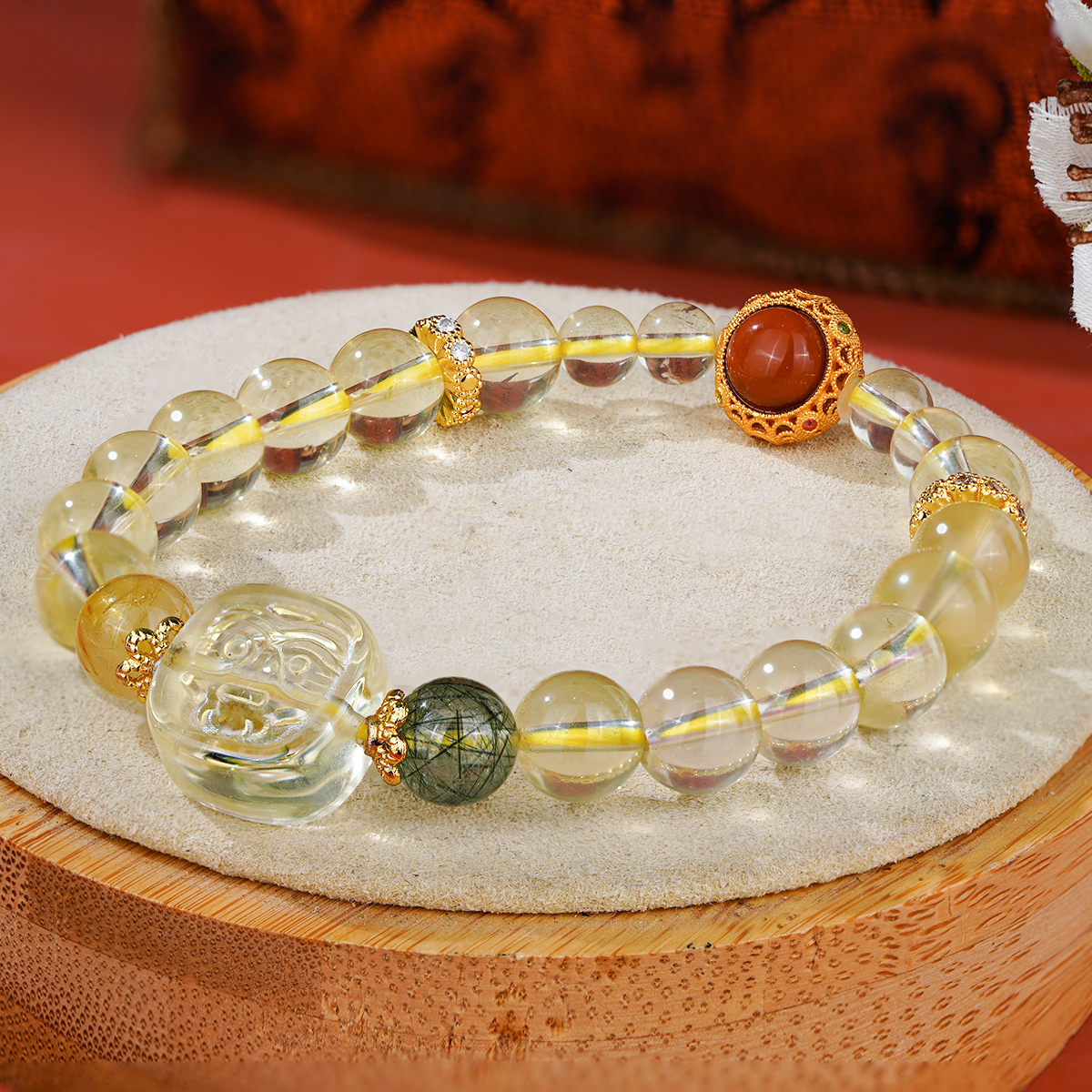 【泼天富贵】黄水晶扎基拉姆发晶手串财富款手链