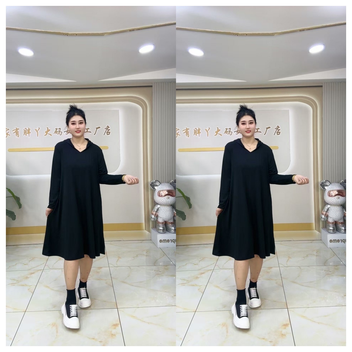  8320福利弹力连帽百搭销售连衣裙