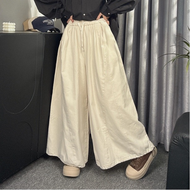 婉倾（拼接A字裤）超大版裙裤宽裤脚休闲裤九分