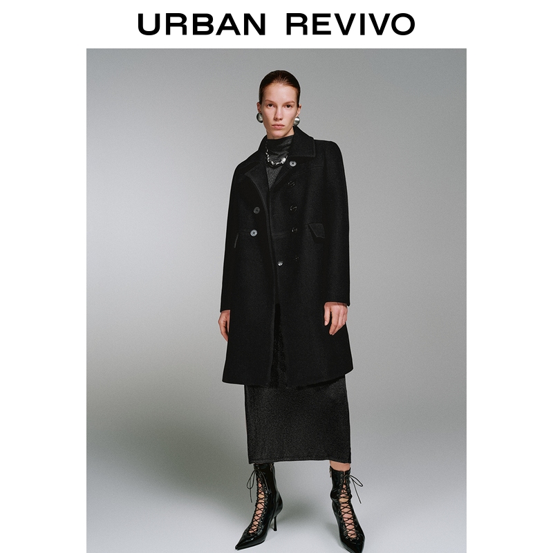 UR2025冬季新款女装高智感气质双排扣大衣外套UWG150158