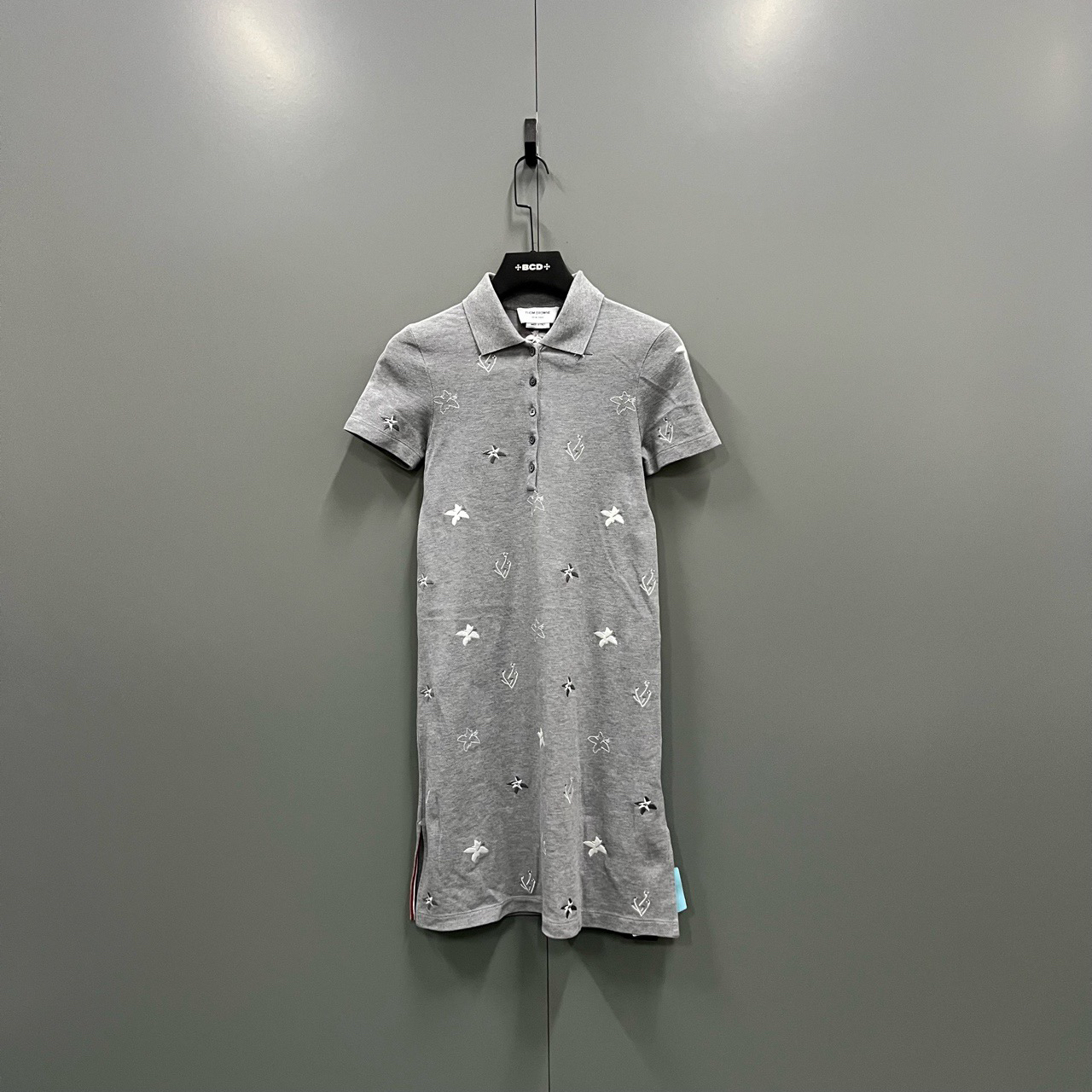 95新 THOMBROWNE （原）TB 灰色植物刺绣连衣裙 36码/95新/fg208158