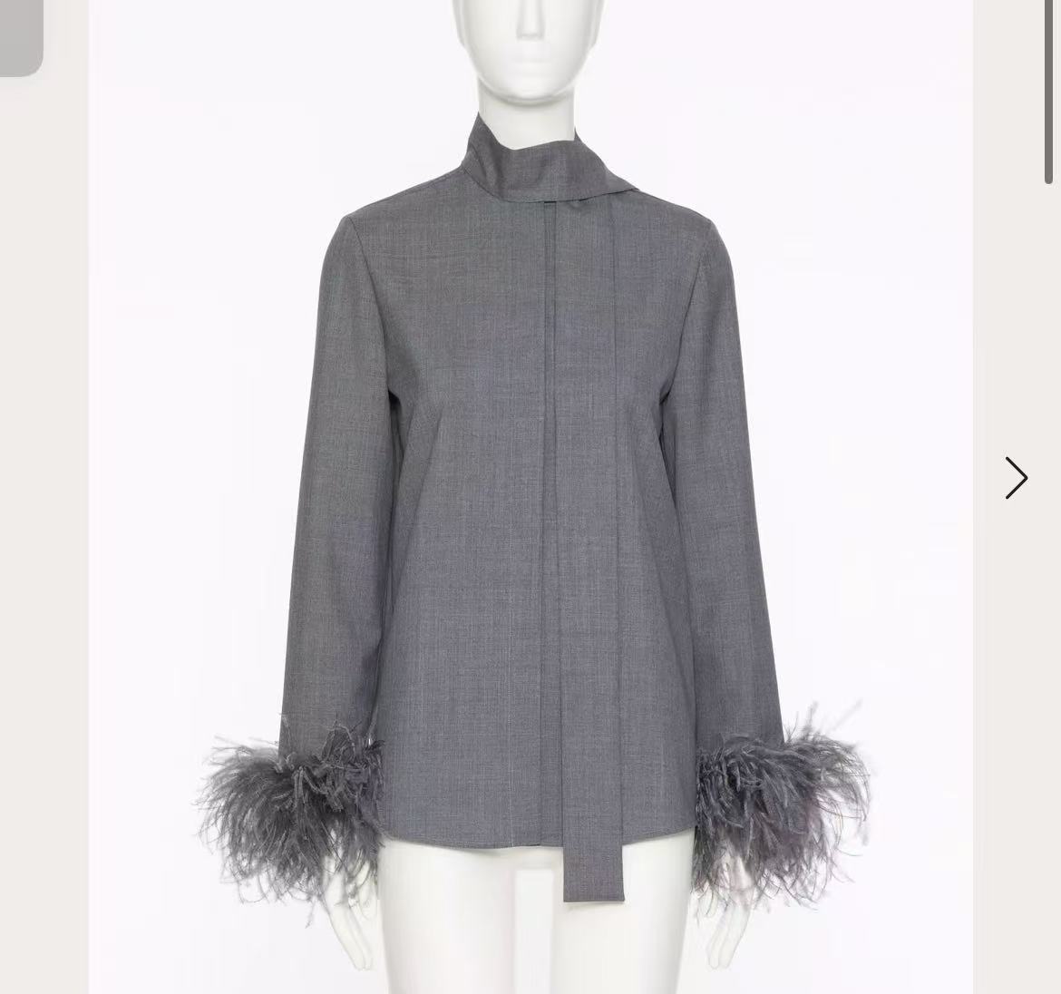 未使用 Valentino/华伦天奴 女装绑带羽毛拼接休闲衬衫时尚服装