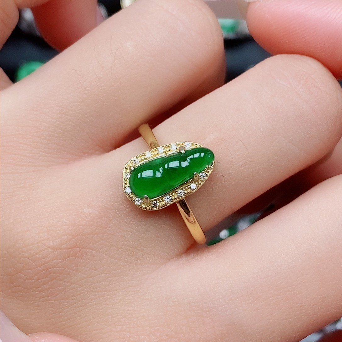 翡翠戒指银S925镶嵌戒指