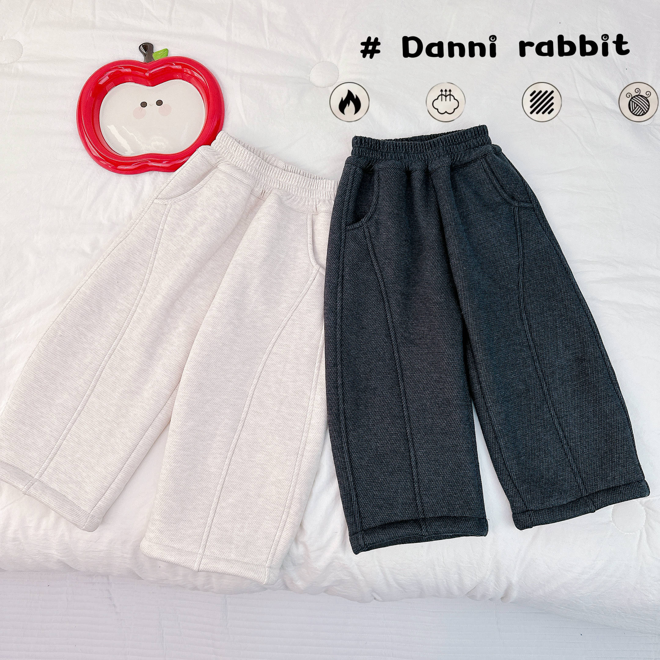 「Dannirabbit」【版型超好】冬款&女童纯色简约加绒弯刀裤【X-8765】