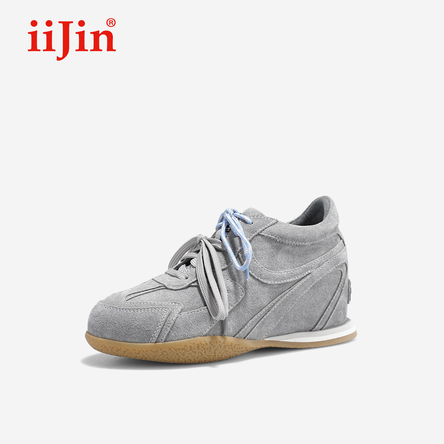 iiJin艾今26春新品7.5cm薄底内增高潮流芭蕾双鞋带德训鞋女321QFA