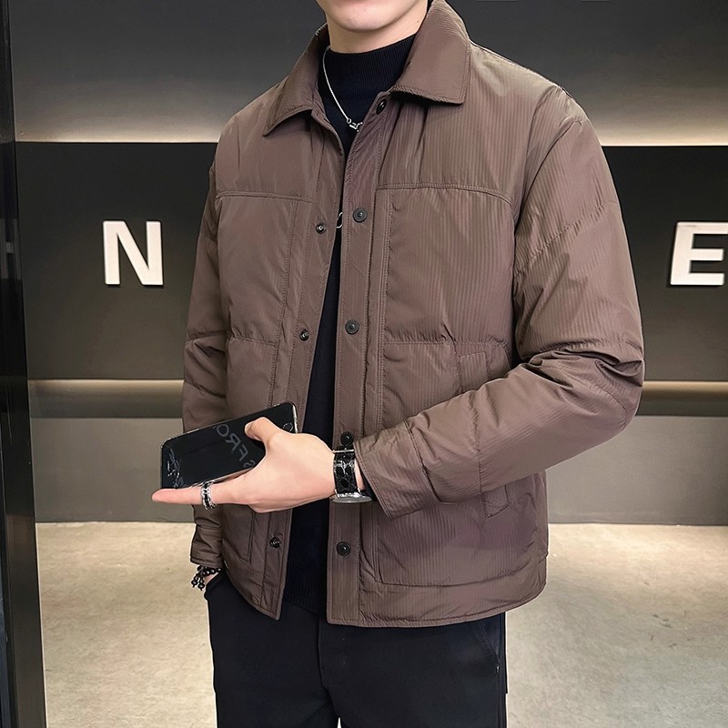 冬季翻领羽绒服男士保暖帅气短款鸭绒外套男款高品质时尚百搭休闲