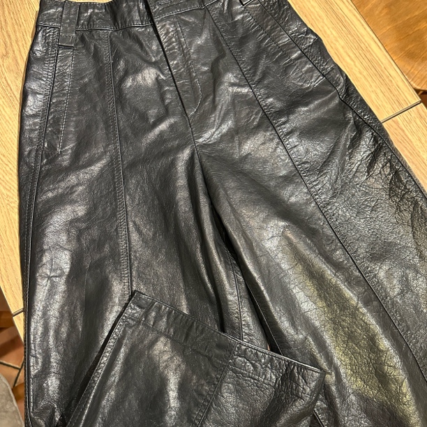 2025新款真皮女油蜡牛皮裤八分裤小个子休闲裤高腰显瘦百搭直筒裤