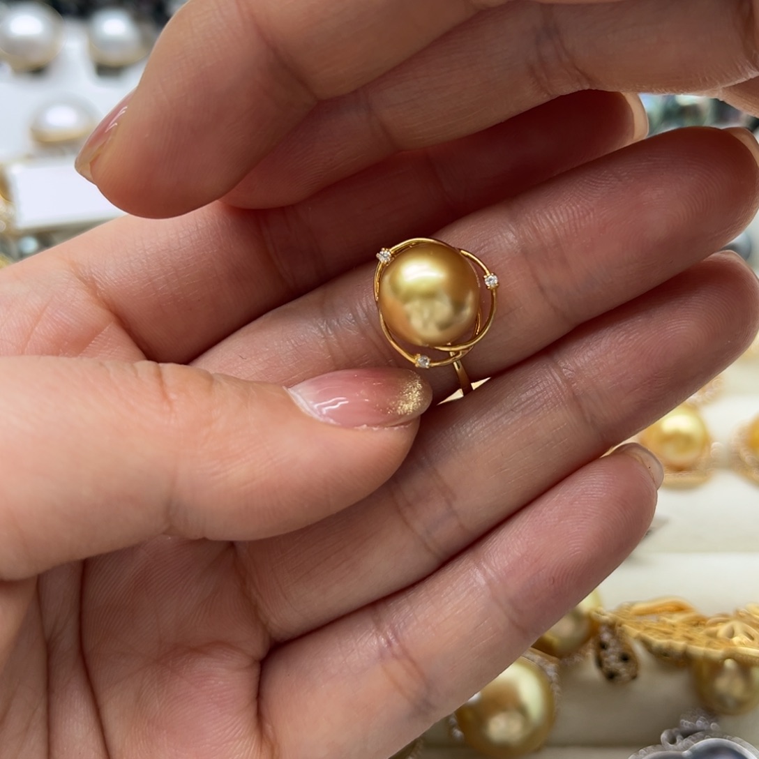 银S925镶嵌海水珍珠戒指