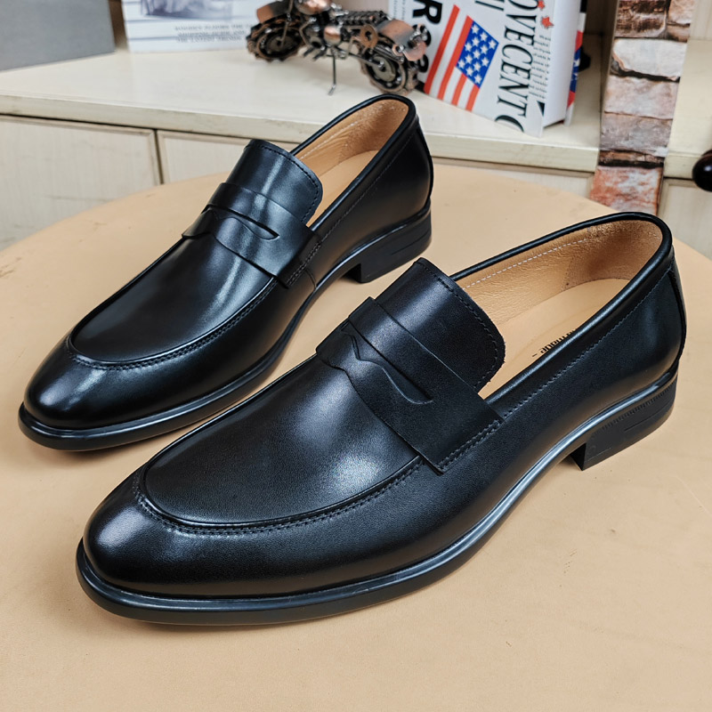 一脚蹬乐福鞋男士商务休闲皮鞋通勤2025新款真皮高端软皮软底男款