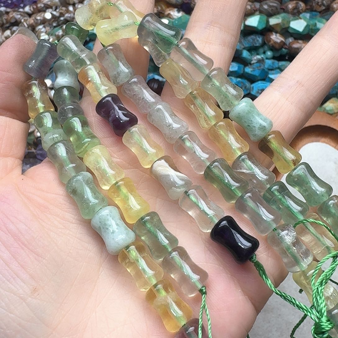 玛瑙/玉髓合金珠宝半成品一条8x12m莹石竹节
