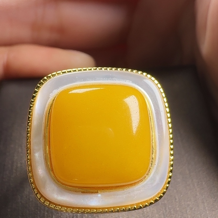 蜜蜡银S925镶嵌戒指戒指