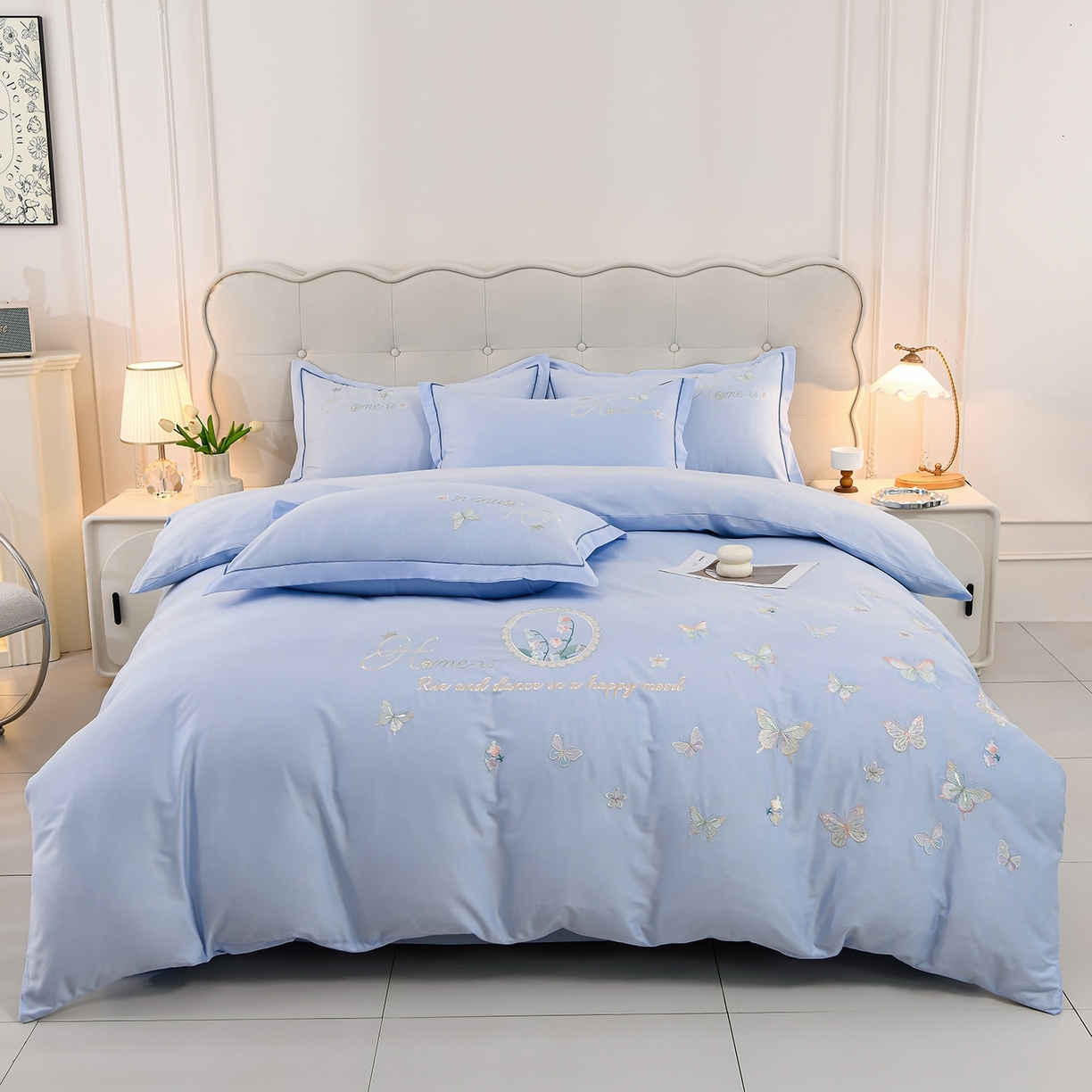 季小钰2025新款13372绣花四件套-轻舞风铃-蓝