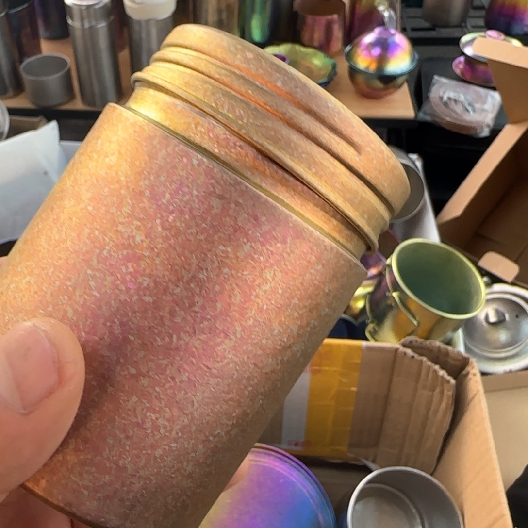 金属一个大茶叶罐微瑕玫瑰色