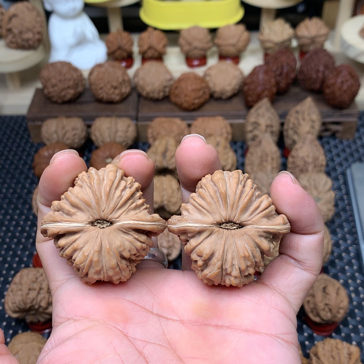 【闪购商品】文玩核桃把件全品山地四座楼狮子头46文玩核桃