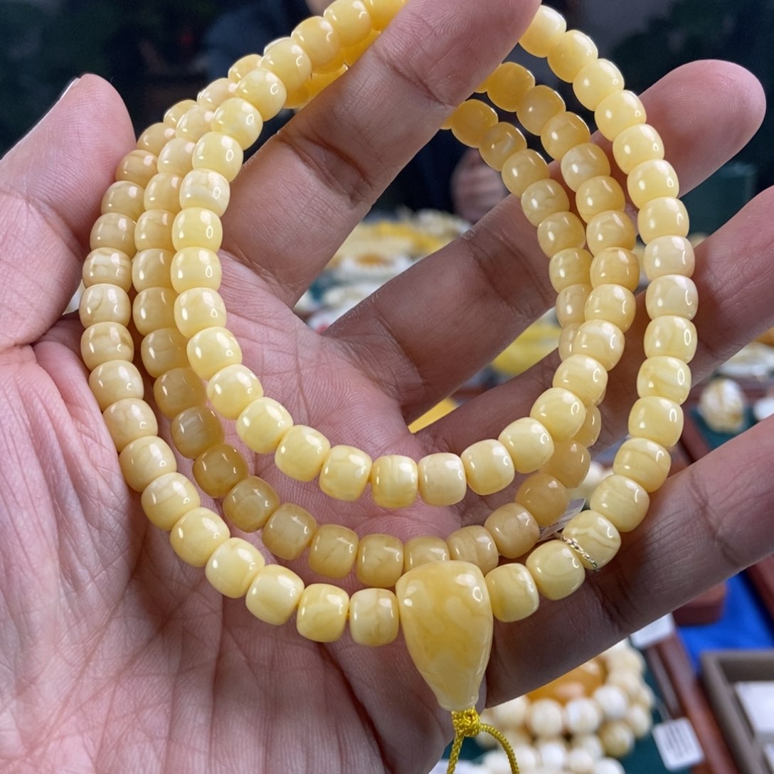 琥珀珠宝奇石未镶嵌7+白花蜡108，29.75