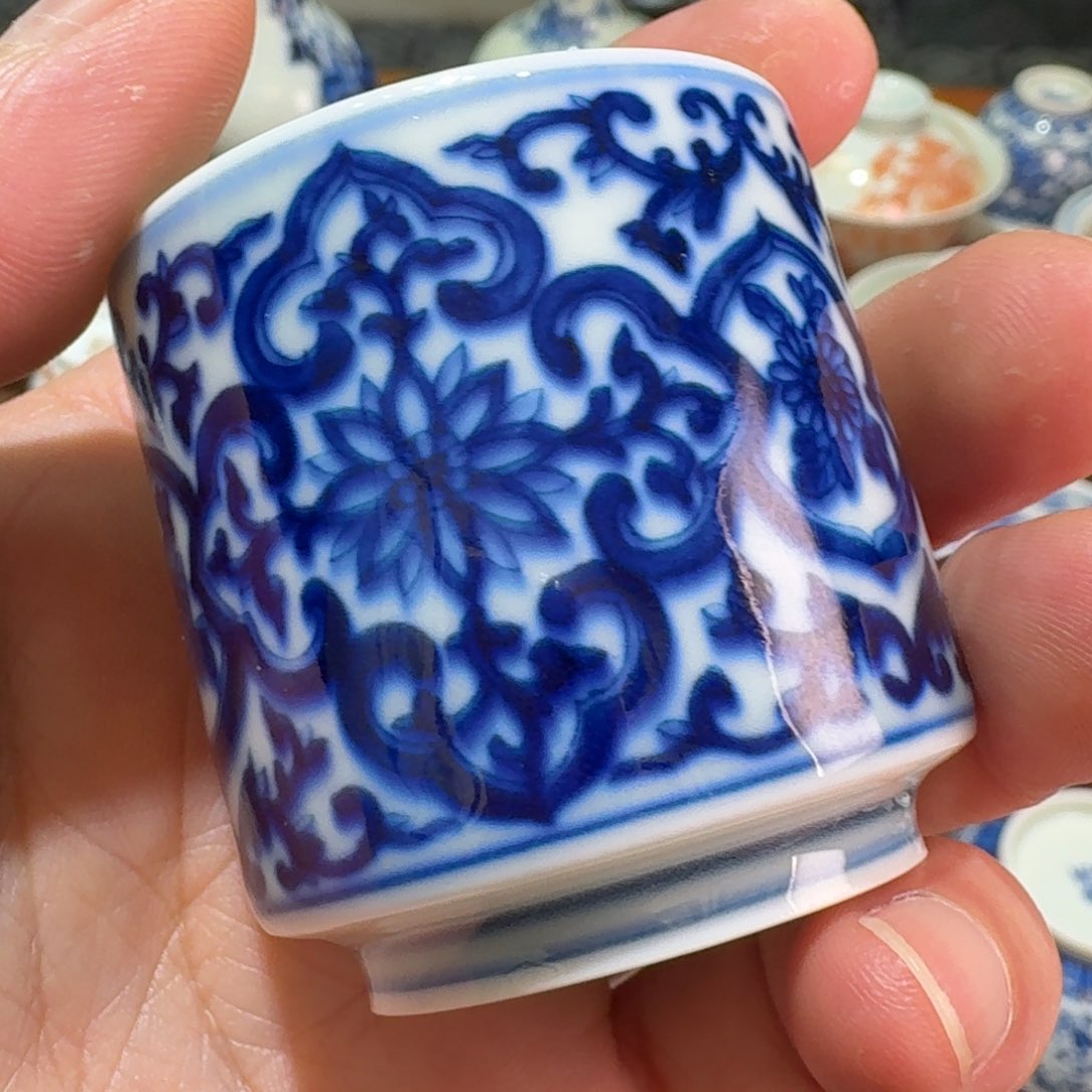 开*裤全手工青花柴窑主小杯