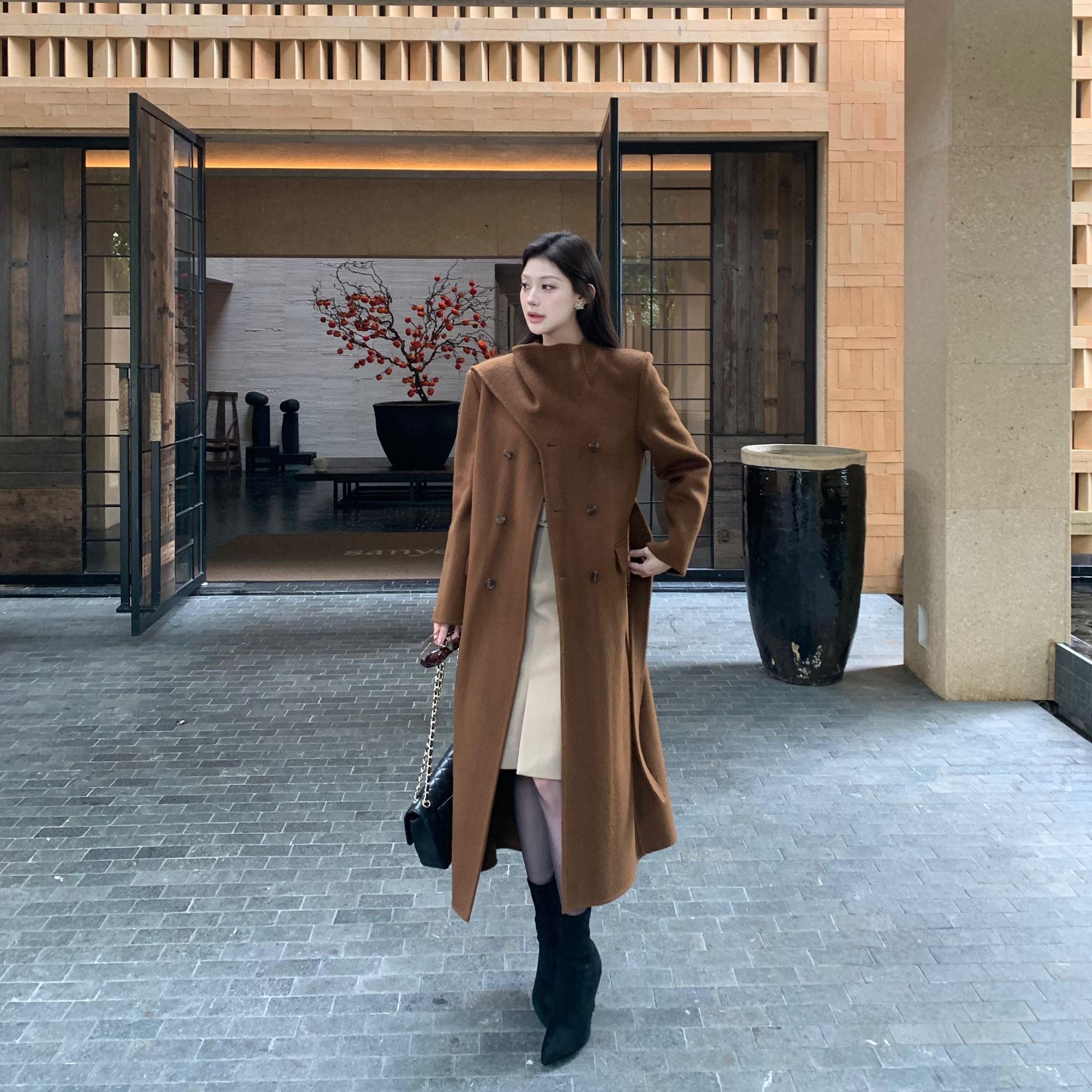 JINY | “迷雾伦敦"【100羊毛】围脖一体设计感双面毛呢大衣MAW17389