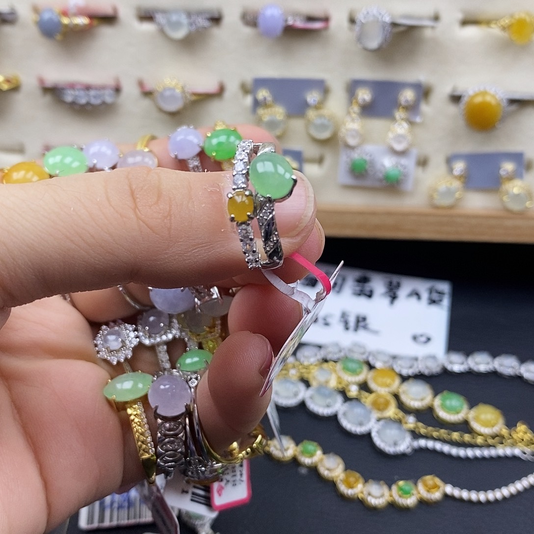 翡翠银S925镶嵌戒指